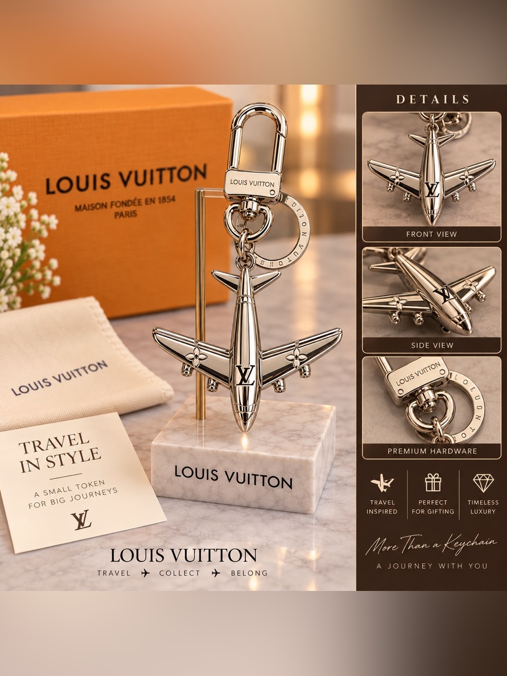Silver Airplane Keychain